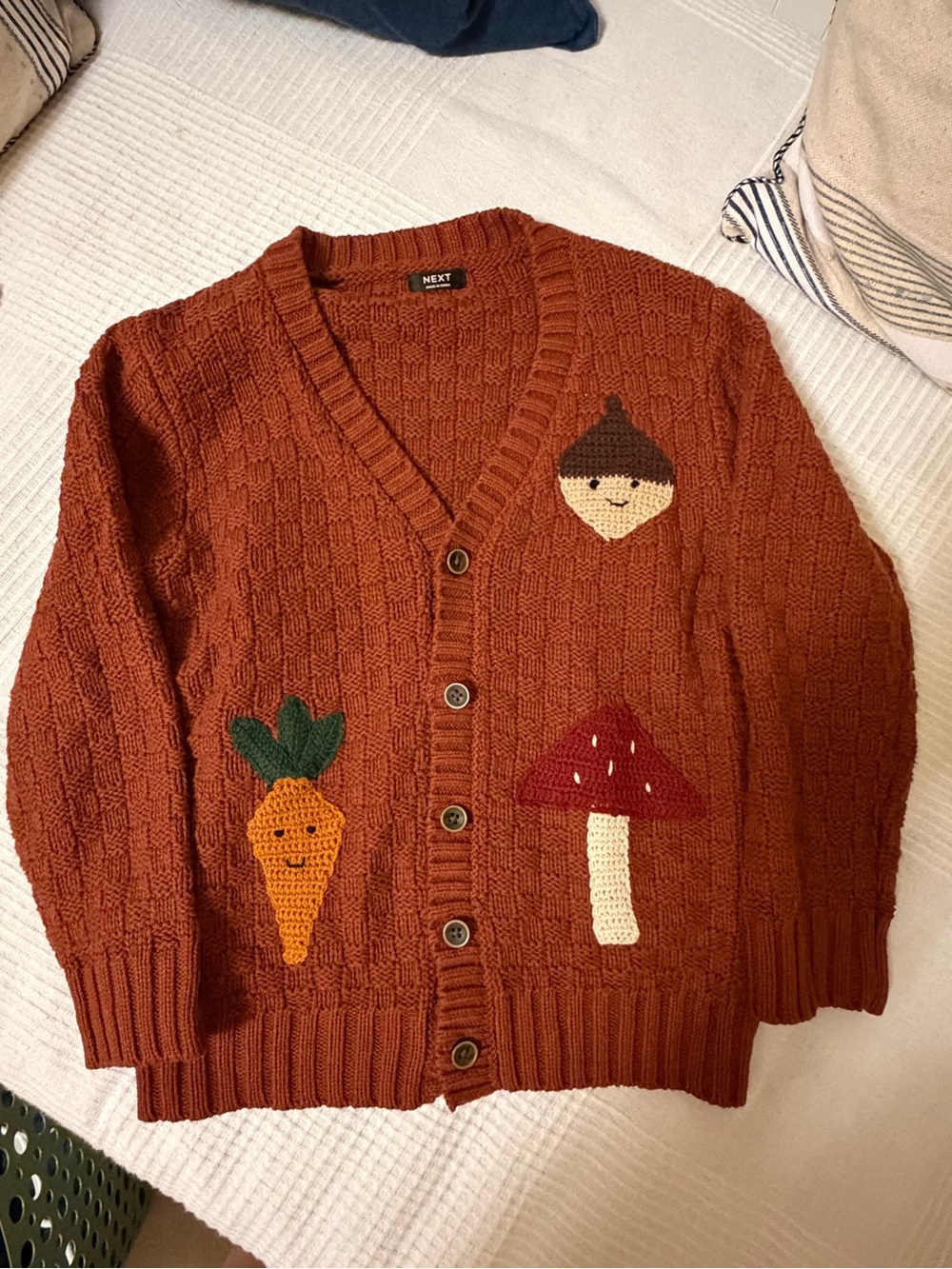 next Rust Brown Knit Cardigan with Cute Appliqués